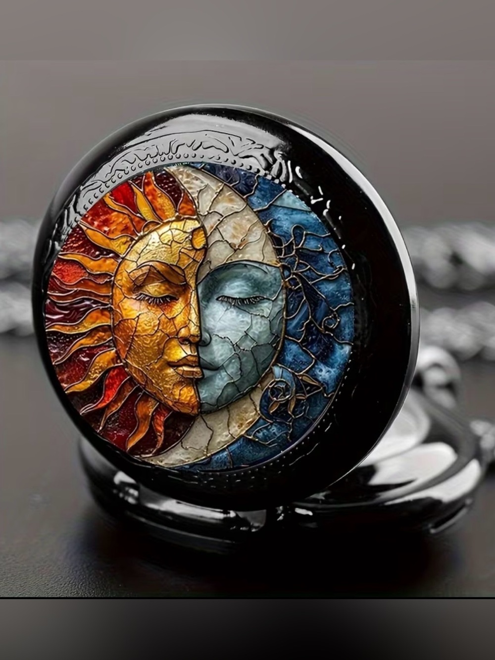 Sun and Moon Mosaic colorful pocket watch-New